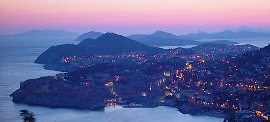 Aerial view of Dubrovnik at Sunset