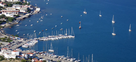 Aerial view of the Port of Skiathos