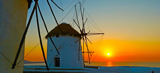 The Famous Windmills of Mykonos at Sunset