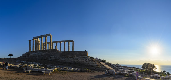 Cape Sounion, Ruins of the ancient Greek temple of Poseidon at Sunset
