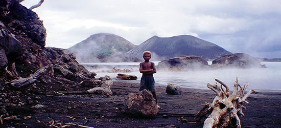 A Young Boy after a devastating Volcano