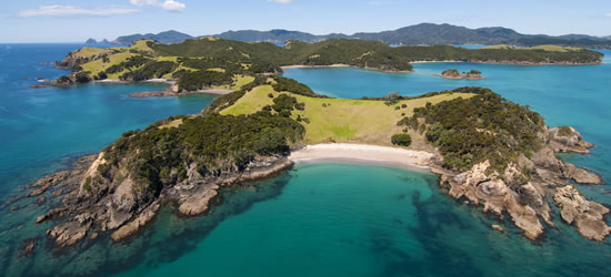 Aerial shot of Urapukapuka Island, New Zealand