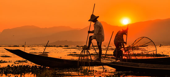 Fishermen at Sunset, Myanmar