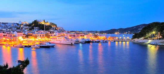The Town & Port of Skiathos at Night